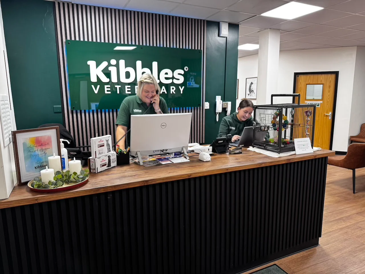 Reception desk at Kibbles Veterinary in Hemlington