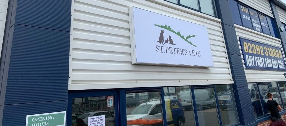 Shopfront and entrance of St Peter’s Vets in Farlington