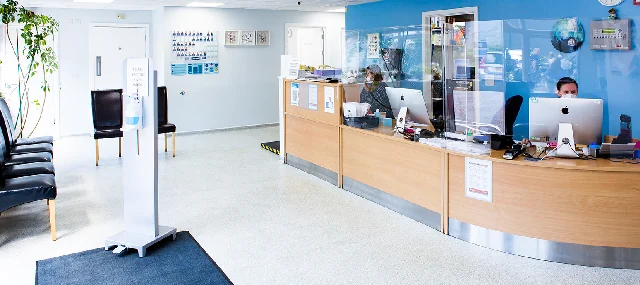 Reception and waiting area at Optivet Referrals