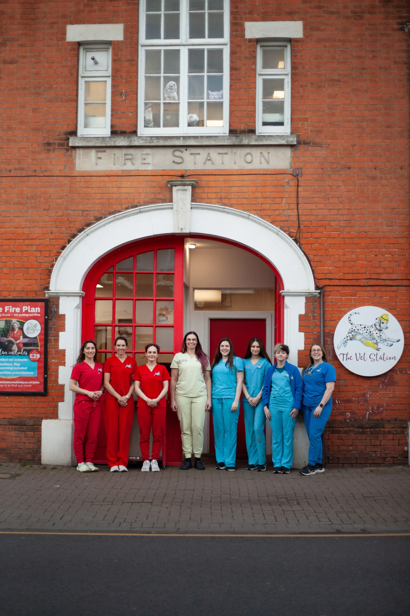 The Vet Station Molesey team outside the practice entrance
