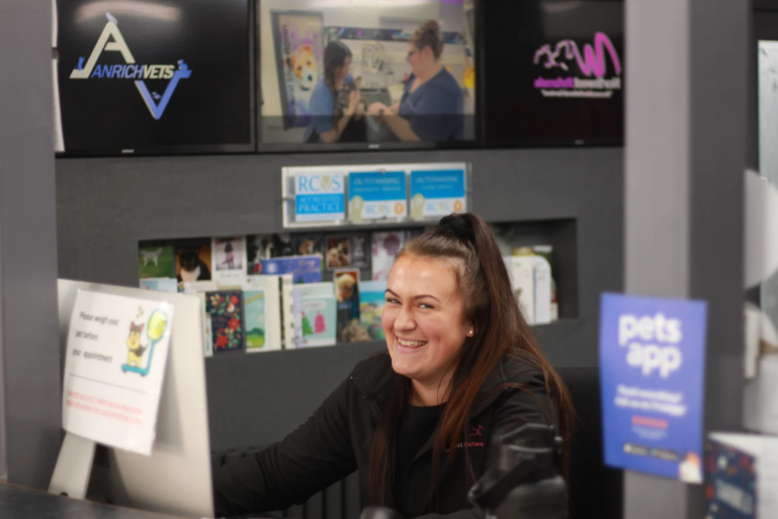 Reception desk at Anrich Vets