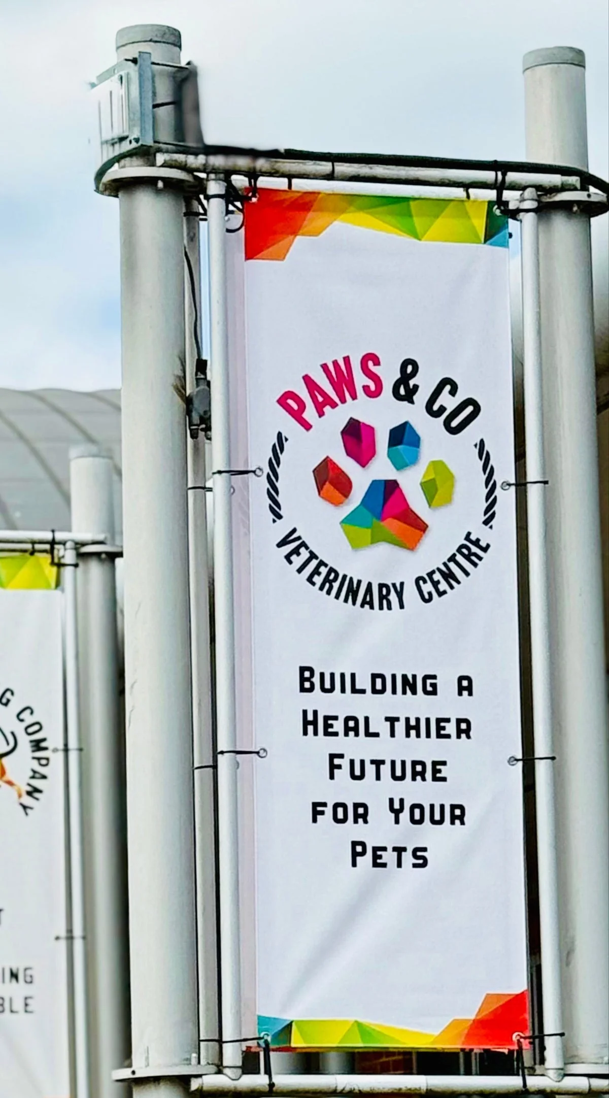 Paws and Co Veterinary Centre sign outside the practice in Tingley