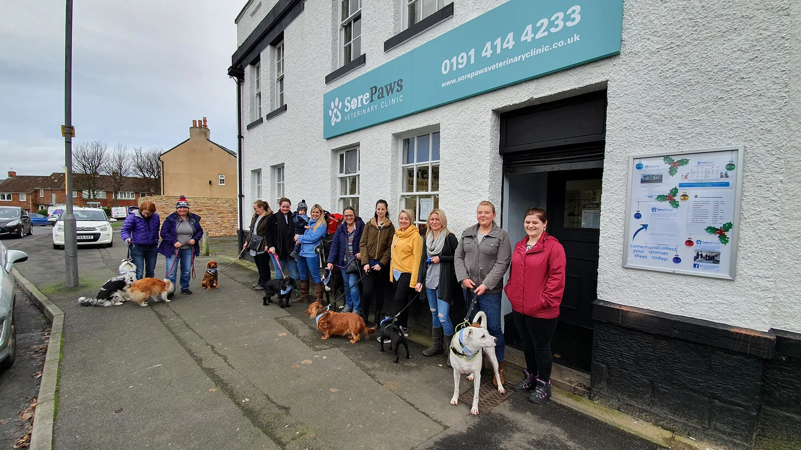 Sore Paws veterinary team outside the Winlaton practice on Commercial Street