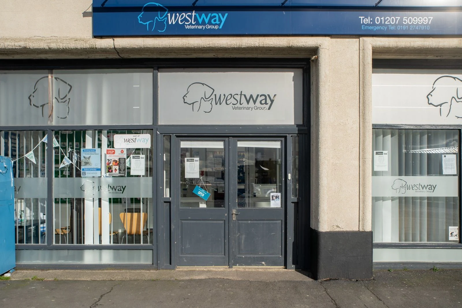 Exterior and entrance of Westway Veterinary Group, Consett