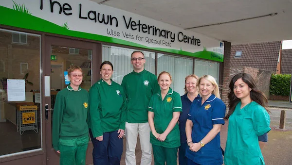 Lawn Vets team outside the Guildford Avenue practice in Swindon