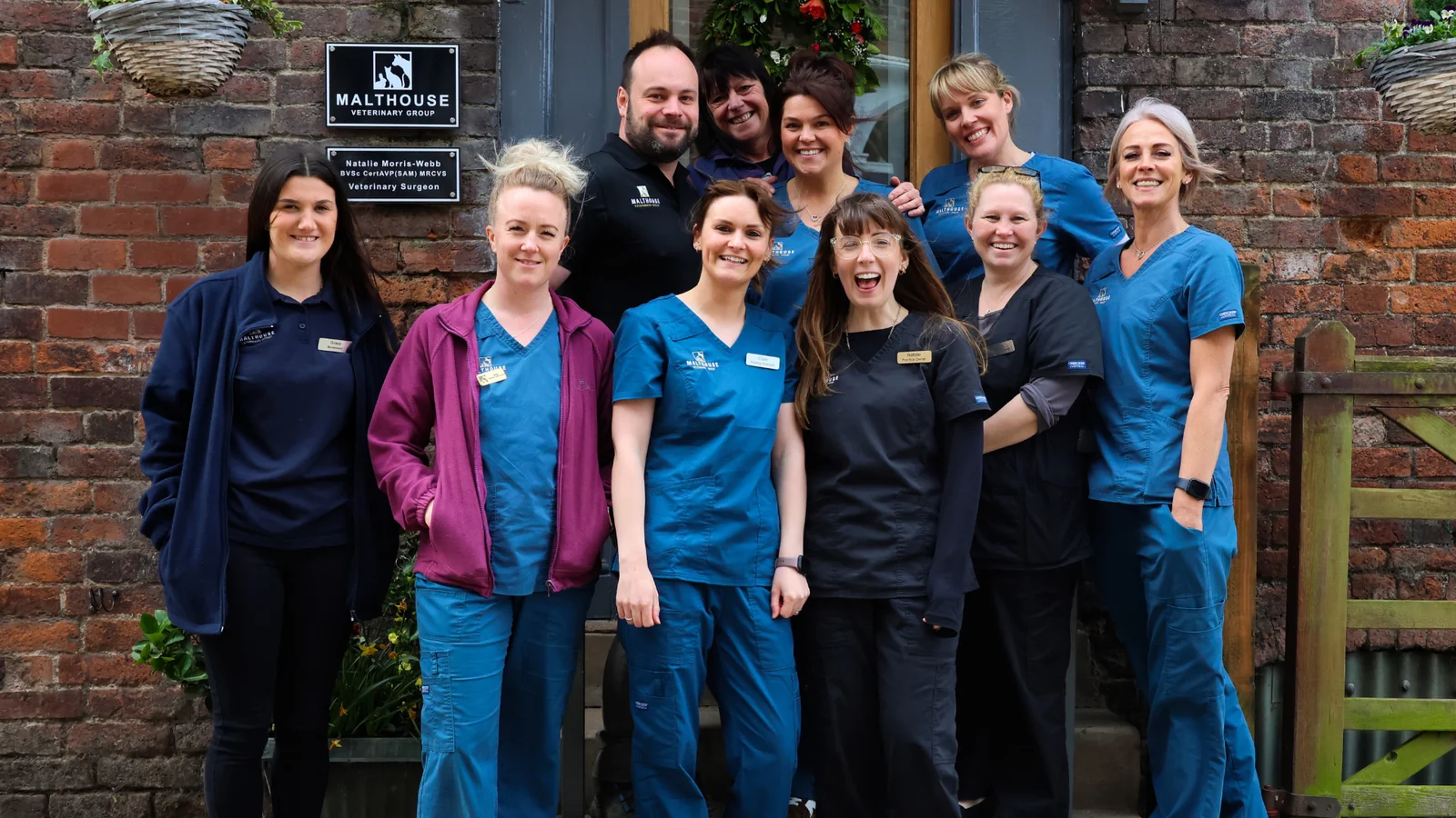 Malthouse Vets team outside the Minsterley practice