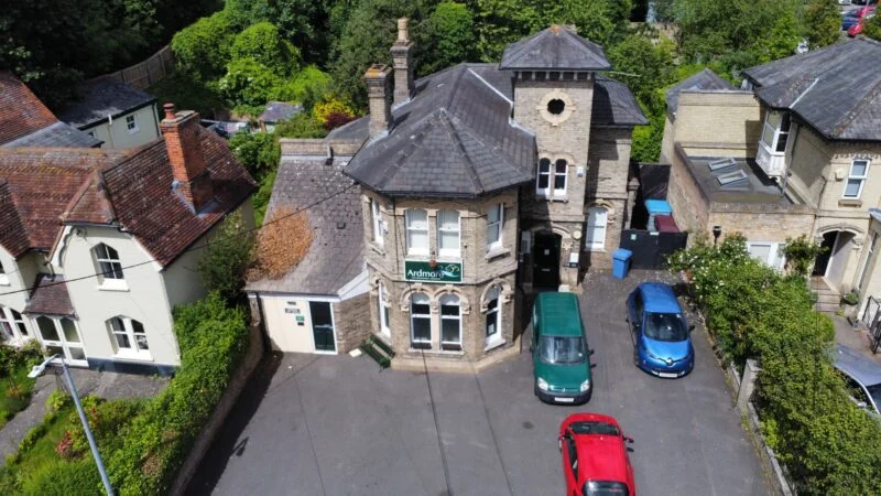 Aerial view of Ardmore Vets in Sudbury