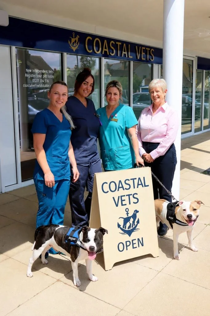 Coastal Vets Whitstable team at the practice entrance