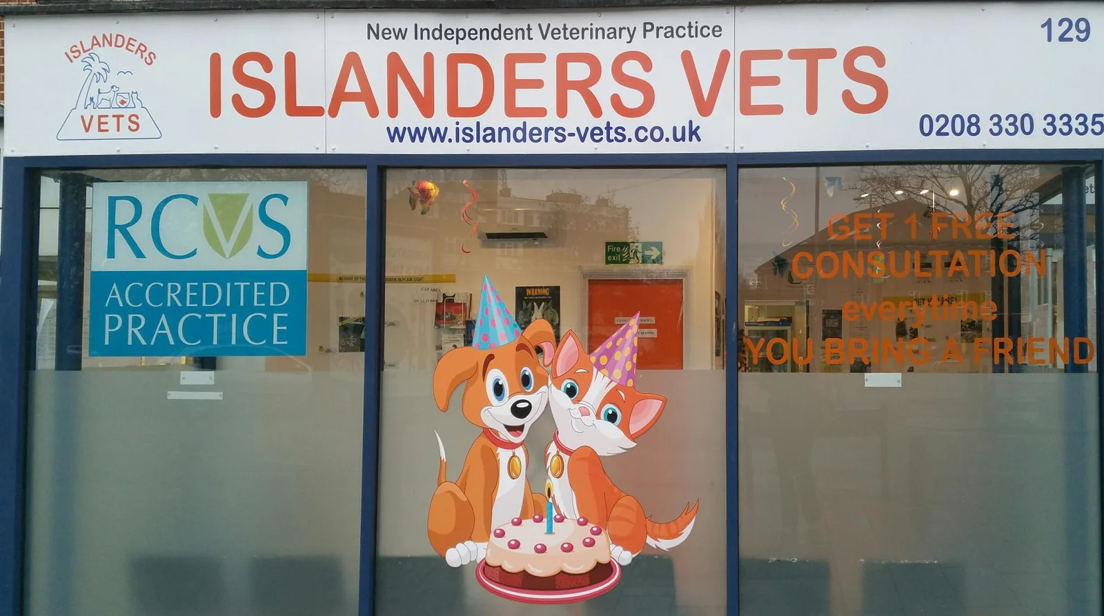 Islanders Vets practice frontage in New Malden