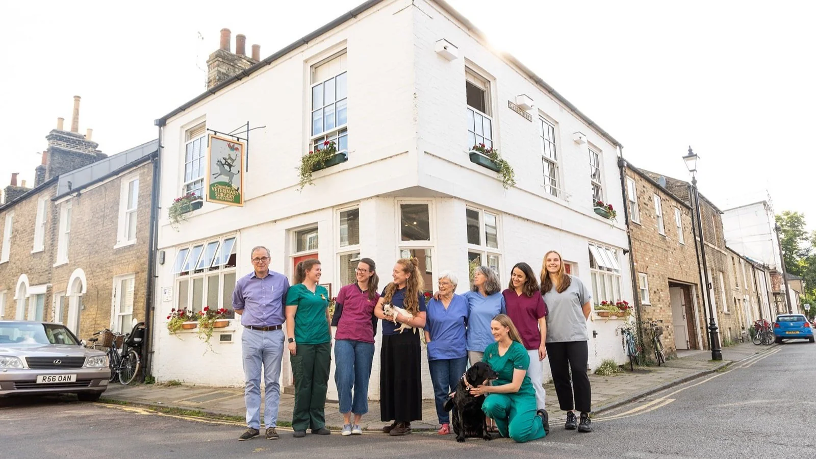 Clarendon Street Veterinary Surgery team outside the Cambridge practice