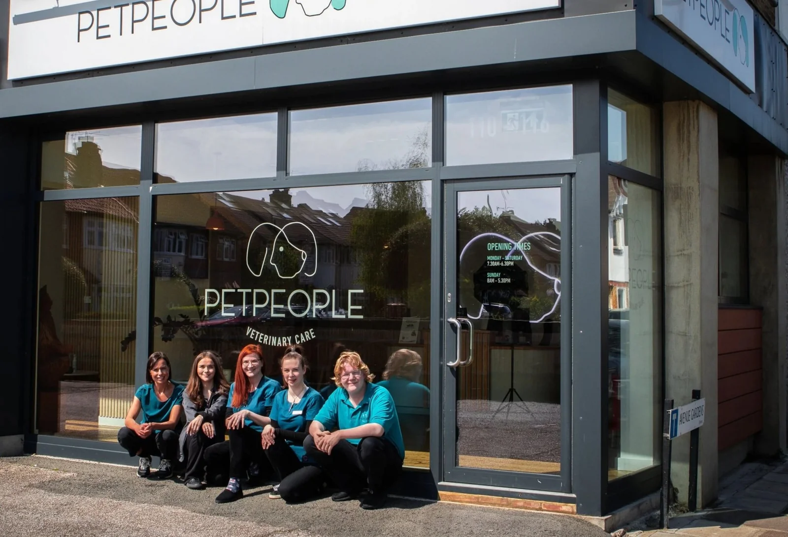 PetPeople Vets team outside the East Sheen practice on Upper Richmond Road West